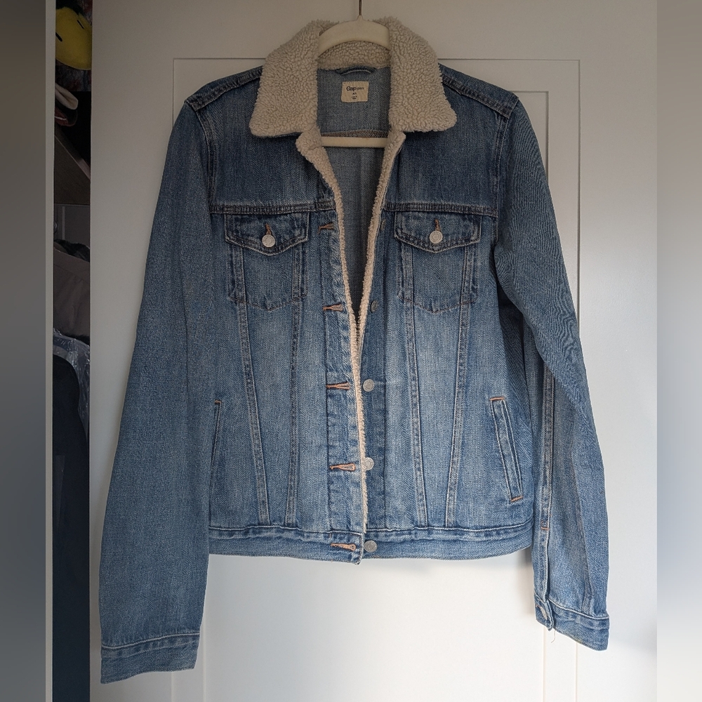 Gap Icon Sherpa Collar Denim Jacket - Size Medium Tall